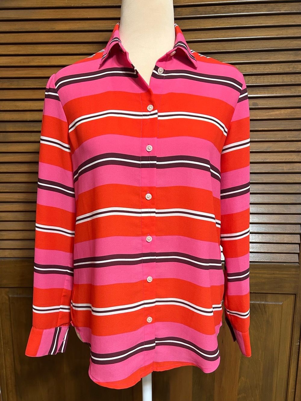 Banana Republic Dillon-Fit Multi Stripe Long Sleeve Shirt Blouse Size P XS